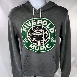 FIVEFOLD ST LOUIS BAND HOODIE ADULT SMALL PULLOVER GRAY DOUBLE SIDED HOODED TOP